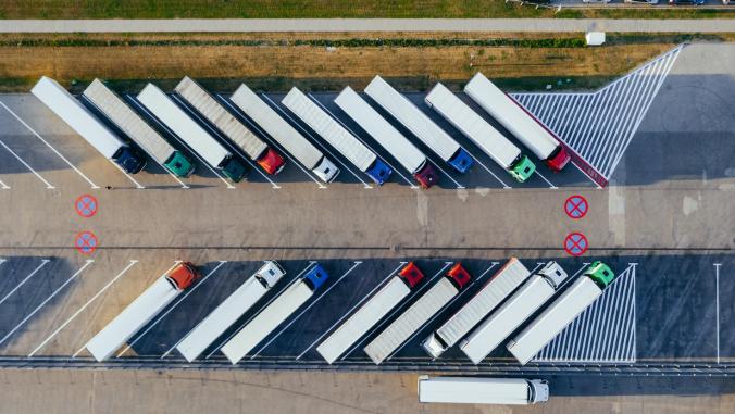 A fleet of trucks in Poland.
