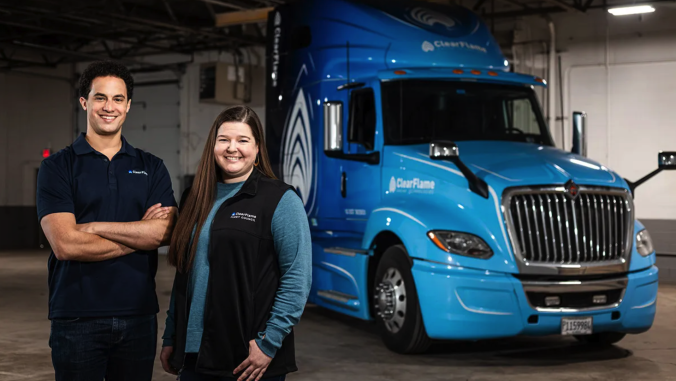 Julie Blumreiter and BJ Johnson of ClearFlame Engine Technologies. 